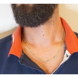 Photo of worn Two Colors Figaro Link Necklace 50cm x 3,5mm