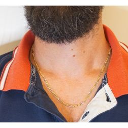 Two-tones Figaro & Cuban link necklace 50 cm