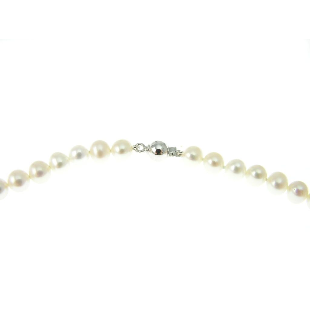 5.5mm Pearl Necklace 6mm Sphere White Gold