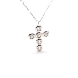 Cross Necklace 6 Diamonds Circle