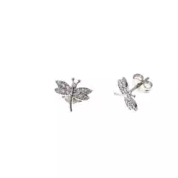 Orecchini Libellula oro bianco con zirconi