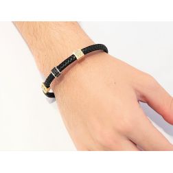 Photo of worn Sailorman Men's Bracelet in Yellow and White Gold
