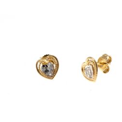 Orecchini cuore bicolori centro diamantato