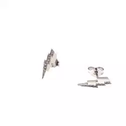 Orecchini fulmine oro bianco con zirconi