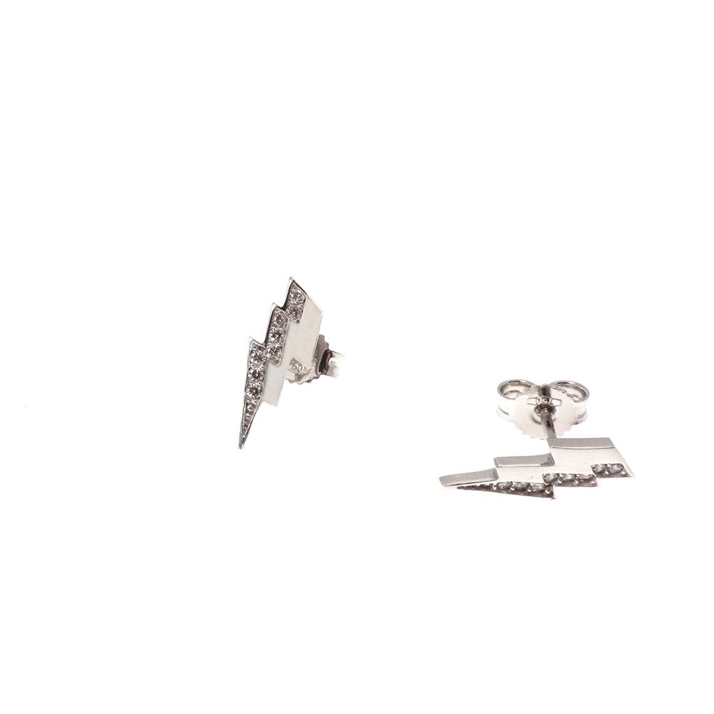 Lightning-shape earrings in 18k white gold