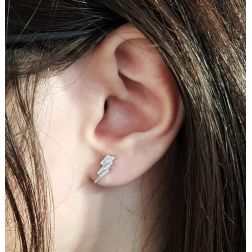 Orecchini fulmine oro bianco con zirconi
