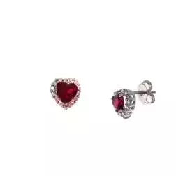 Orecchini cuore rosso con zirconi