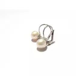 Orecchini gancio Classico Perla 7,5mm oro bianco
