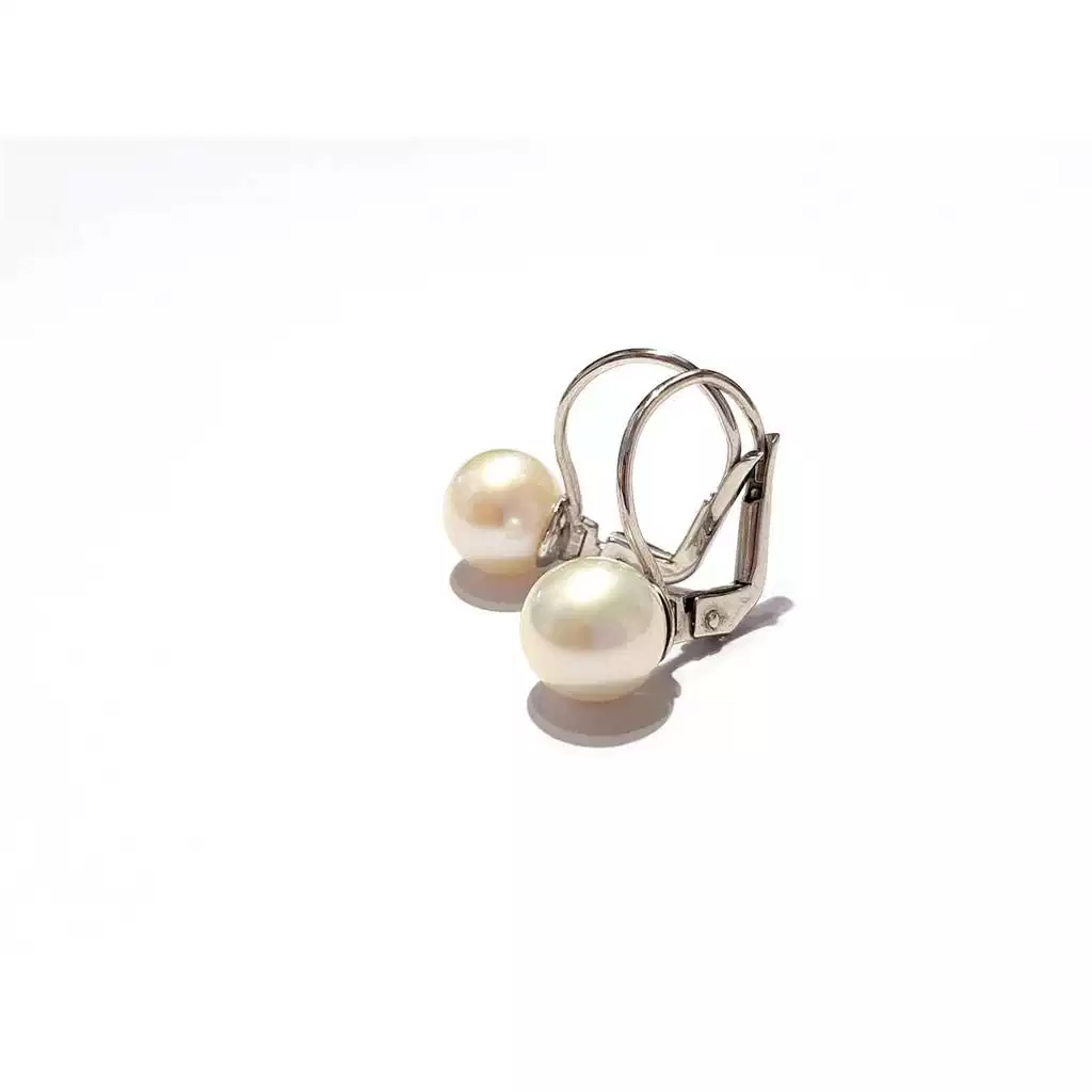 Orecchini gancio Classico Perla 7,5mm oro bianco