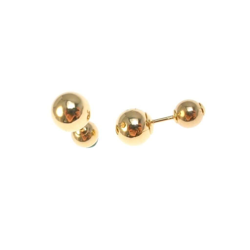 Orecchini Doppia Sfera In Oro Giallo 18kt