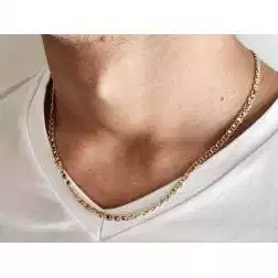 50cm Necklace traversino yellow and white gold x 3,90mm photo worn