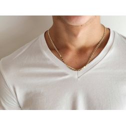 50cm Necklace traversino yellow and white gold x 3,90mm photo worn