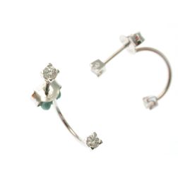 Double earrings with 4 Diamonds in White Gold