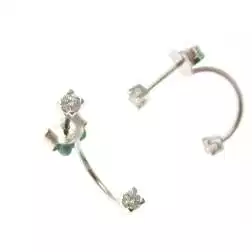 Orecchini doppi punti luce con diamanti in oro bianco 18kt