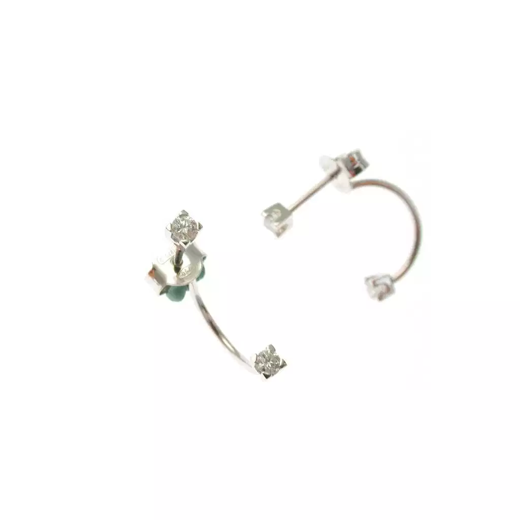 Double earrings with 4 Diamonds in White Gold