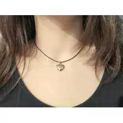 Ciondolo Cuore oro rosa 18kt foto indossata