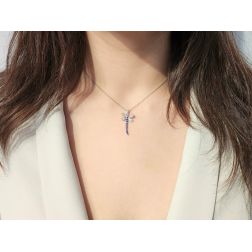 Purple Dragonfly Pendant Photo of worn
