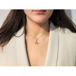 Orange Butterfly Pendant with Diamonds photo worn
