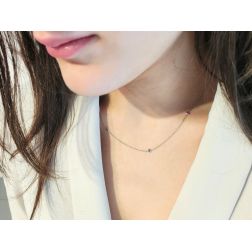 Photo of worn Necklace "Gocce di Luce" Multicolor in White Gold 3.6mm
