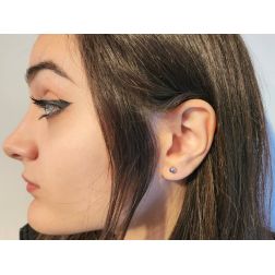 Super Light Shiny 5mm Sphere Earrings in White Gold