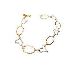 Bracciale Bicolore Cuori bianchi ovali gialli