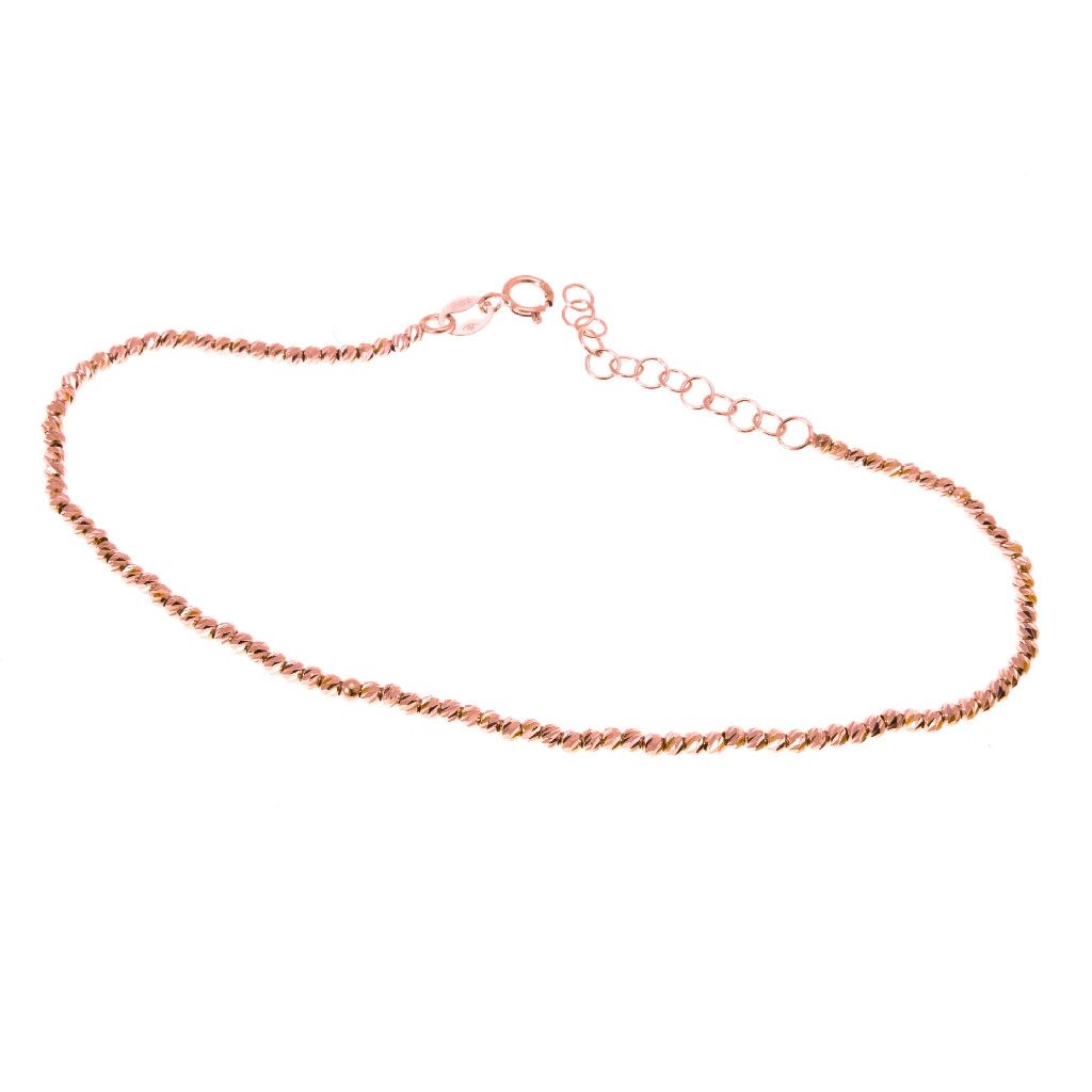 Bracciale sfere diamantate sfaccettate oro rosa 18kt