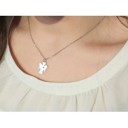 Ciondolo Angioletto con cuore forato oro bianco