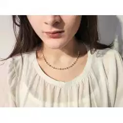 Photo of worn Cubes Necklace 3 colors