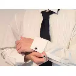Gemelli Ovali oro bianco con Onice