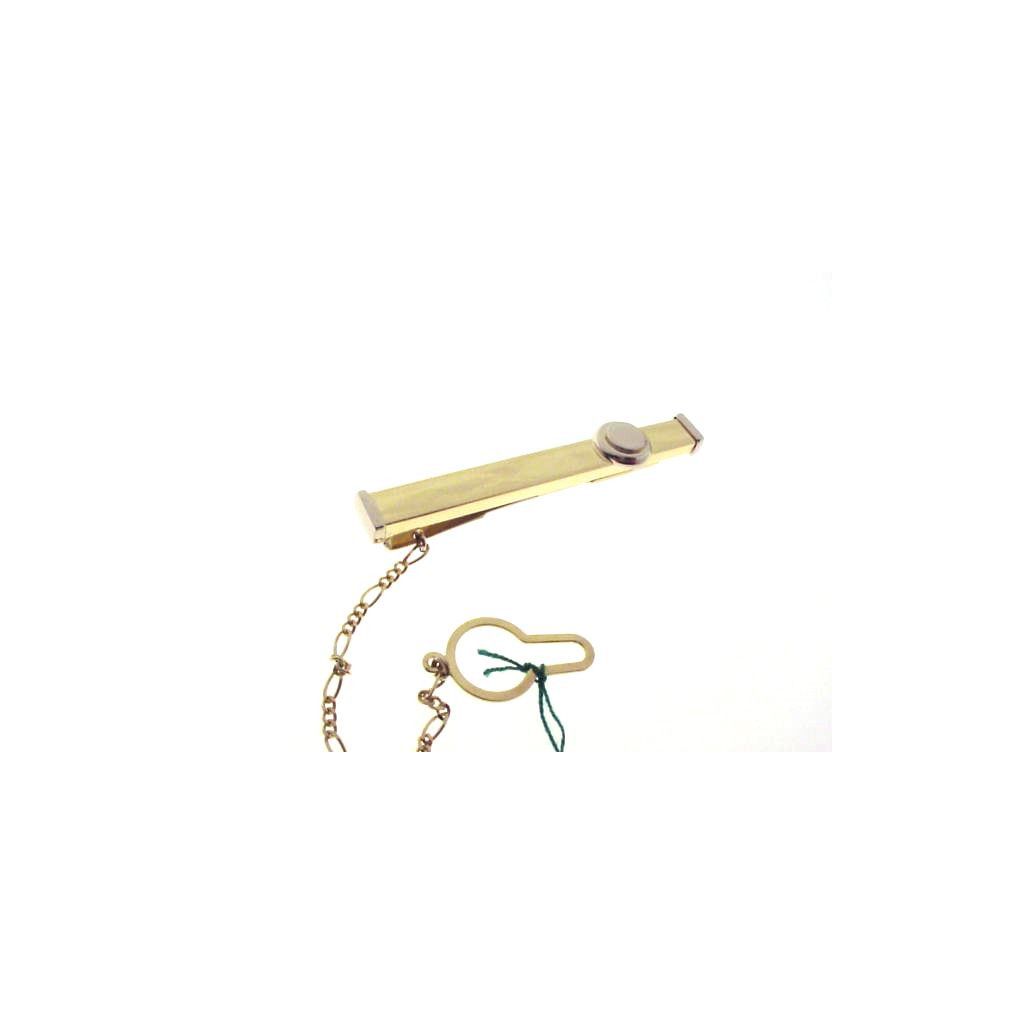 Tie clip with embossed circle in white gold