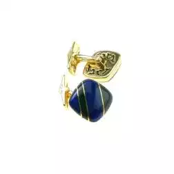 Gemelli Quadrati in oro giallo con smalto blu e nero
