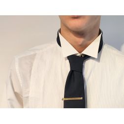 White gold center tubular tie clip