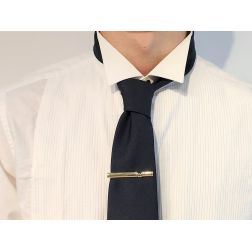Side V-cut with ball two-tone tie clip