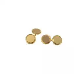 Gemelli Tondi doppi satinati bordo lucido in oro giallo 18kt