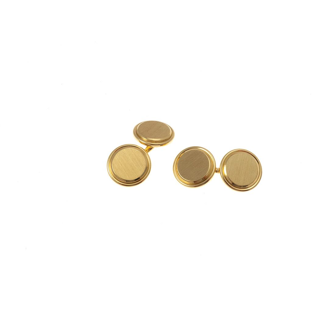 Gemelli Tondi doppi satinati bordo lucido in oro giallo 18kt