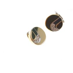Round Button Covers in Yellow and White Gold with Diamonds