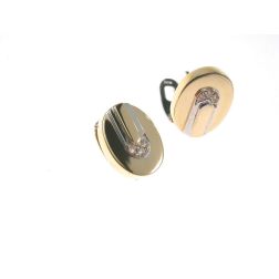 Oval Button Covers in Yellow and White Gold with Diamonds