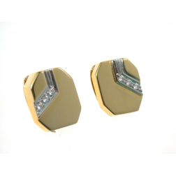 Octagonal Button Covers in Yellow and White Gold with Diamonds