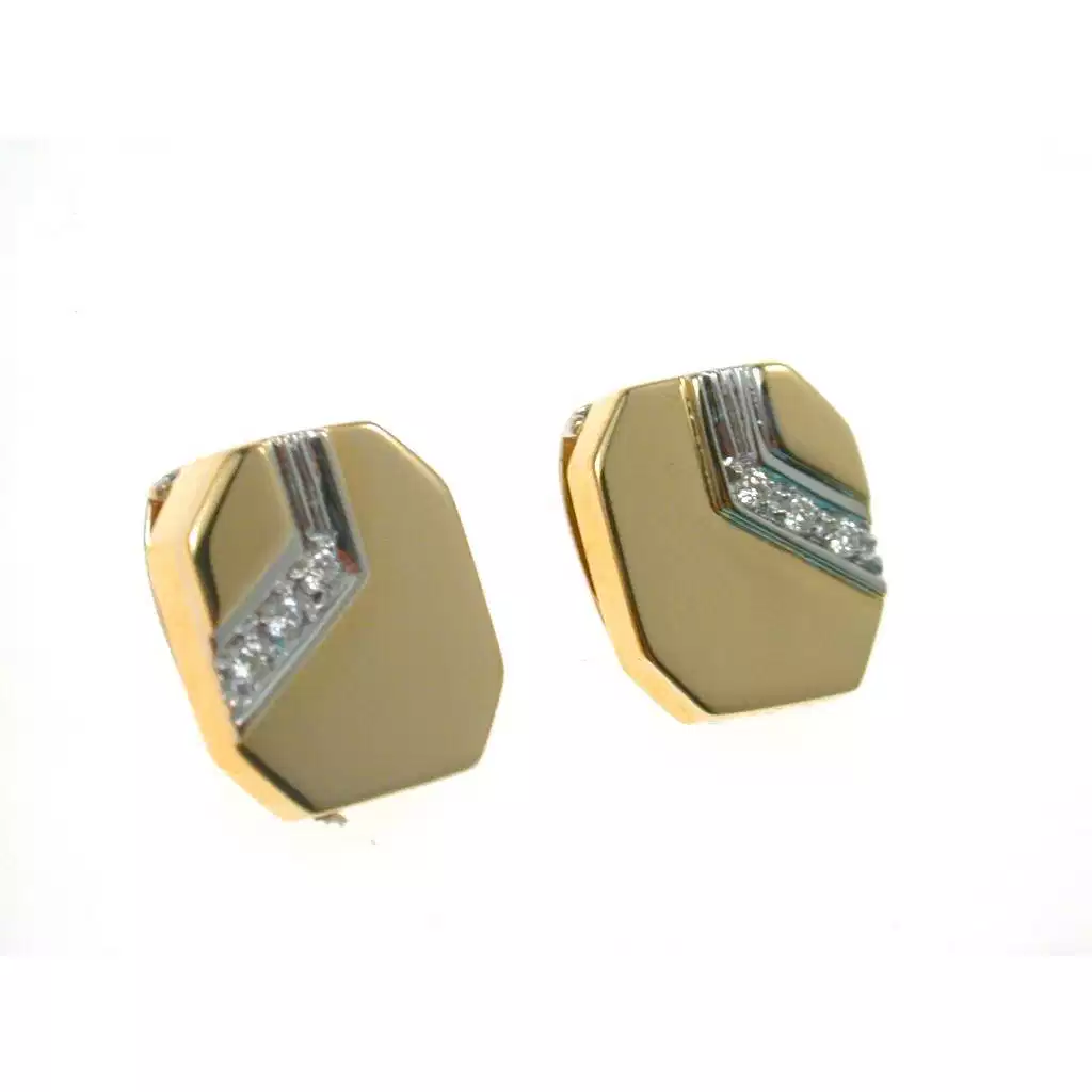 Copribottoni Ottagonali con Diamanti Oro Giallo e Bianco
