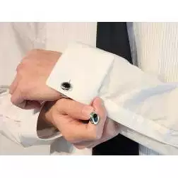 Gemelli Ovali oro bianco con Onice