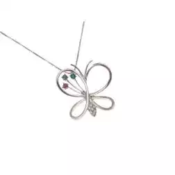 Collana Farfalla 3 pietre Rubino Zaffiro e Smeraldo