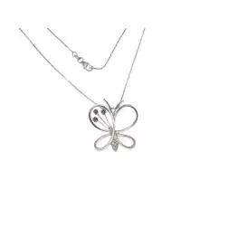 Collana Farfalla 3 pietre Zaffiro Rubino e Smeraldo