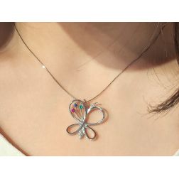 Collana Farfalla 3 pietre Rubino Zaffiro e Smeraldo