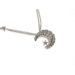 Moon and Star Necklace with Diamonds