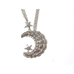 Moon and Star Necklace with Diamonds
