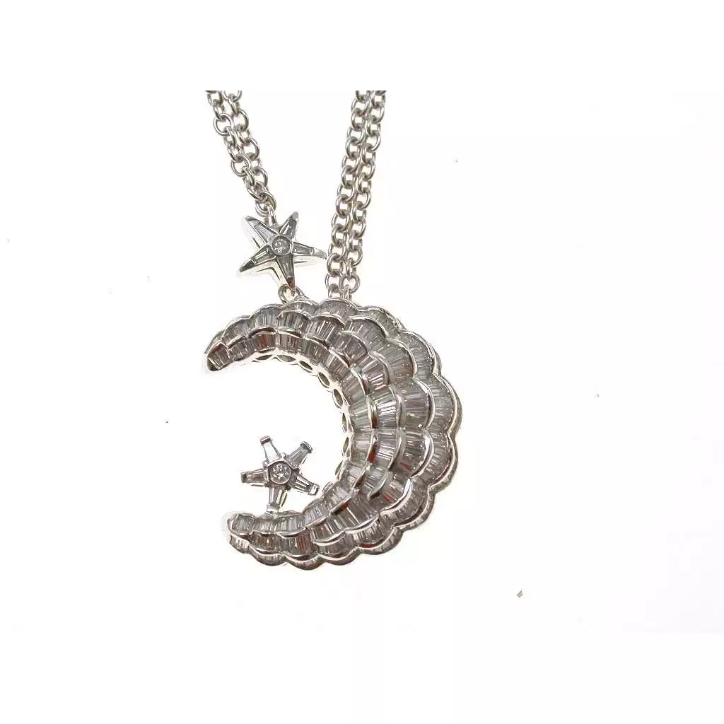 Moon and Star Necklace with Diamonds