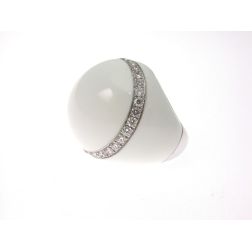 Anello Cupola Bianca Oro Bianco e Diamanti