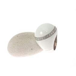 White Dome Ring in Yellow and White Gold and Diamonds