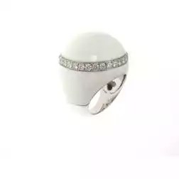 Anello Cupola Bianca Oro Bianco e Diamanti