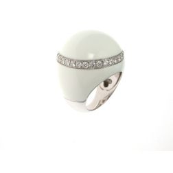 White Dome Ring in Yellow and White Gold and Diamonds